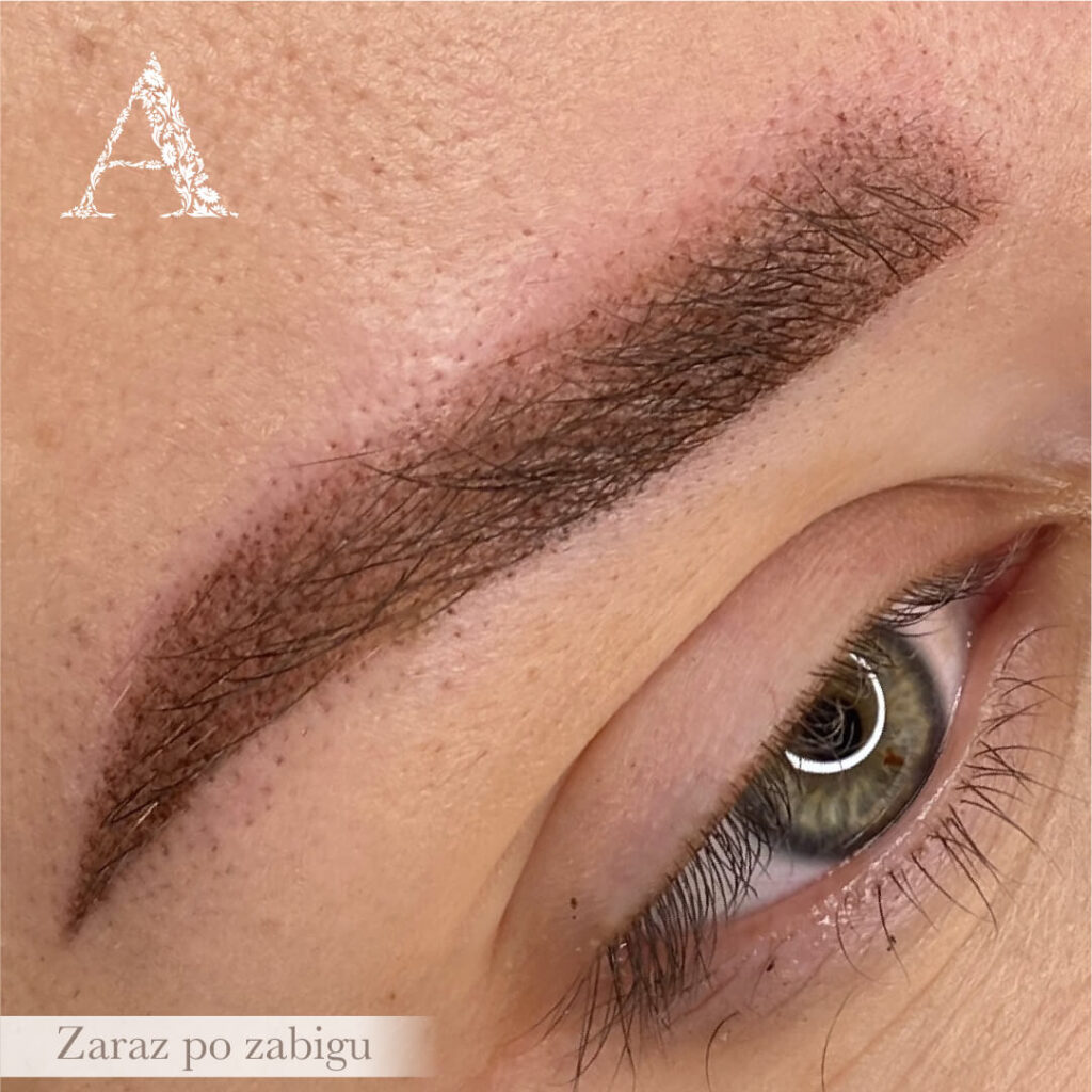zbliżenie na świeży makijaż permanentny brwi Absolutely Karolina Szczepańska